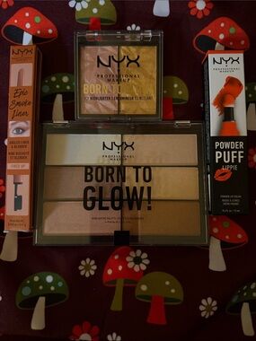 NYX bundle Born To Glow Highlighter Palettes & lippie w/ eyeliner
